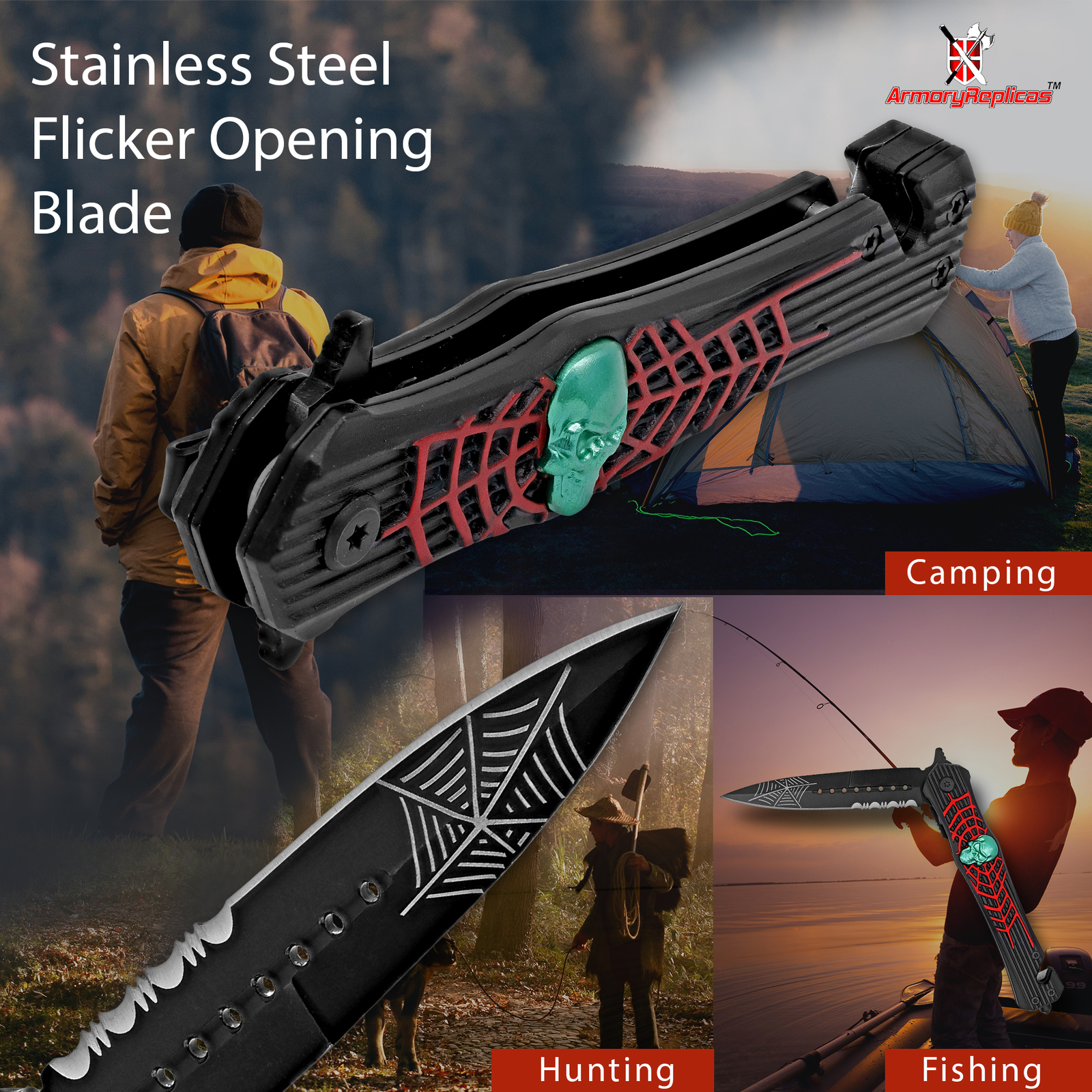 Deadly Web Weaver Assisted Fantasy Stainless Steel Foldable Pocket Knife