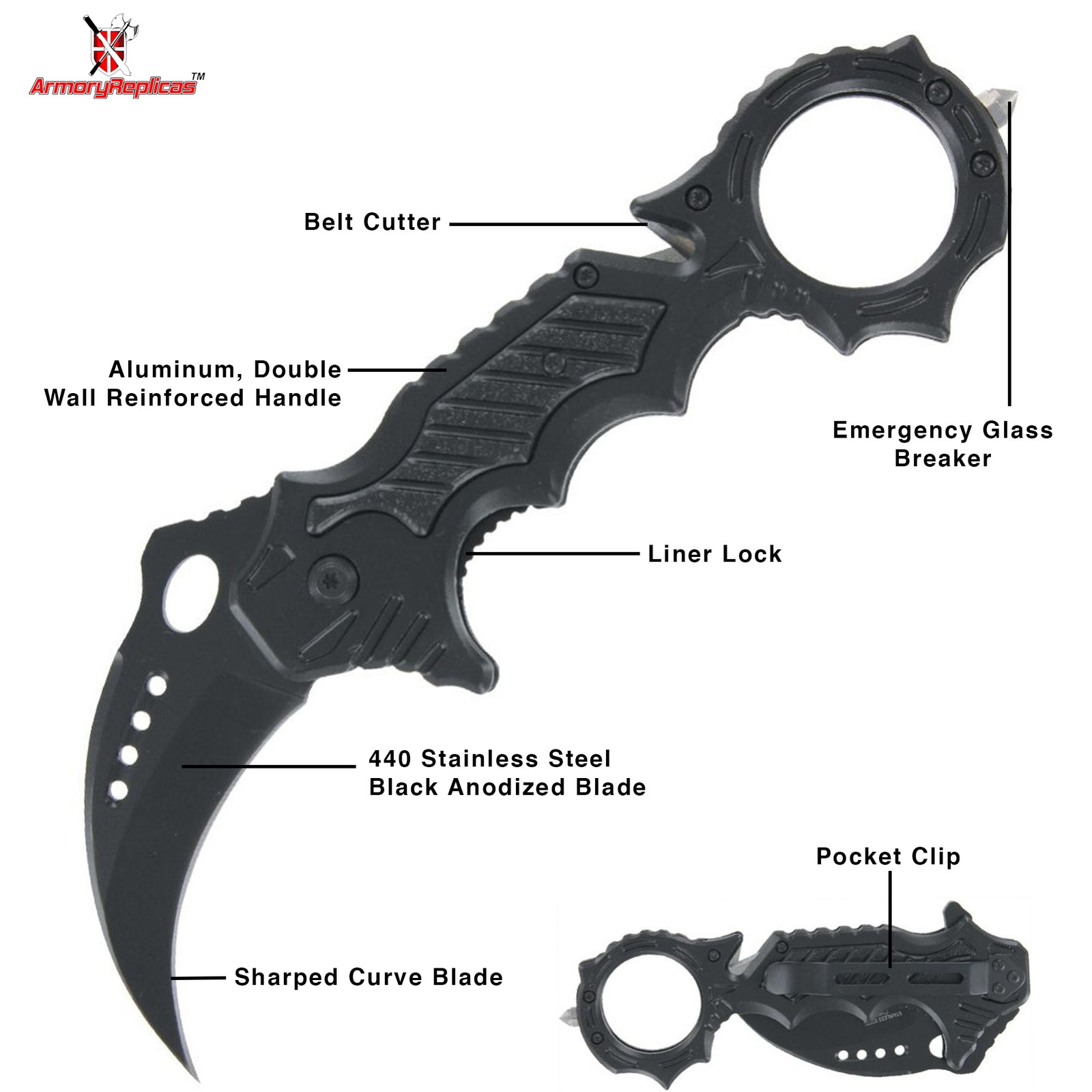 Mortuary Affair Tactical Karambit Knife | Force Traction Emergency EDC Defense