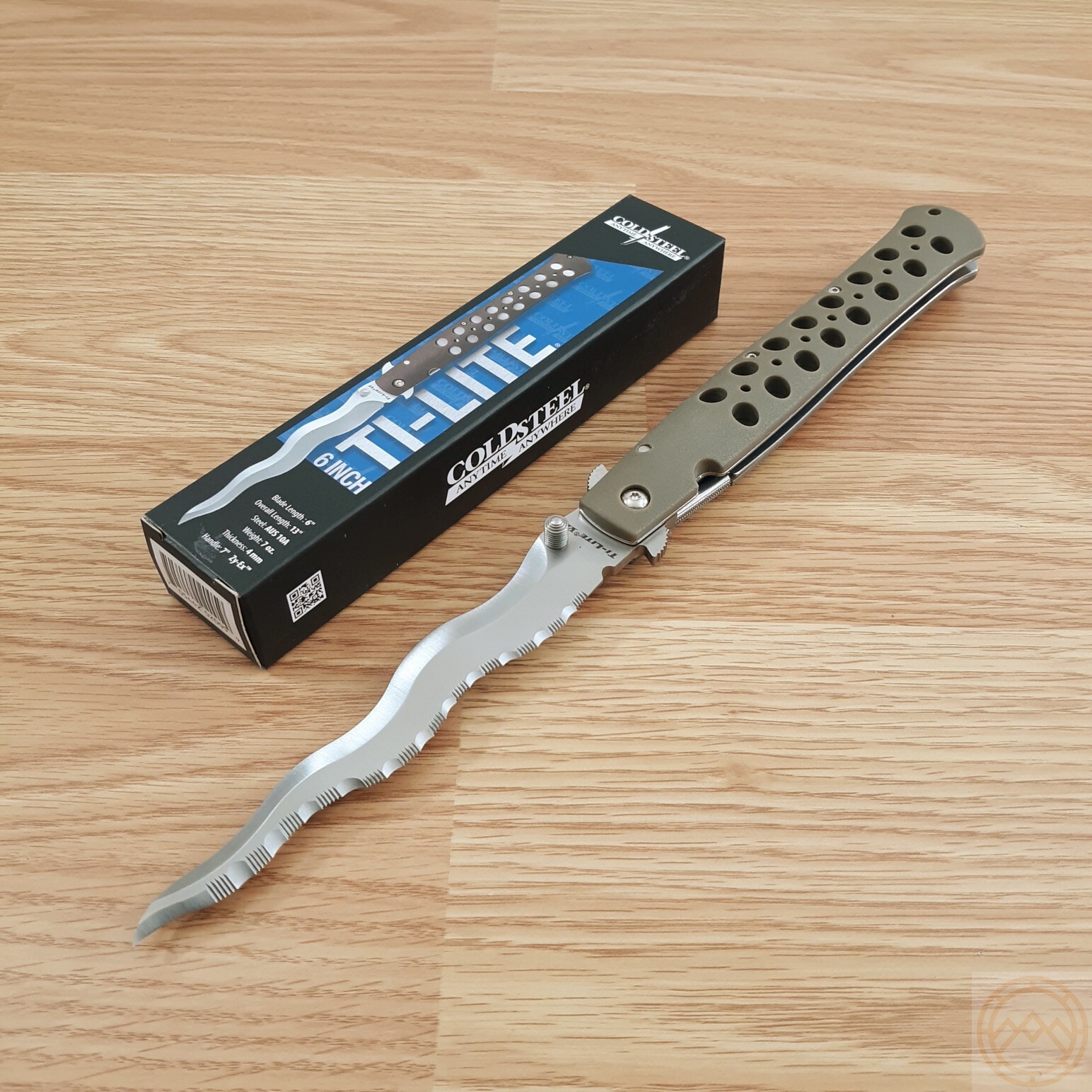 Cold Steel Ti-Lite Liner Folding Knife 6″ AUS-10A Steel Blade Green Zy-Ex Handle