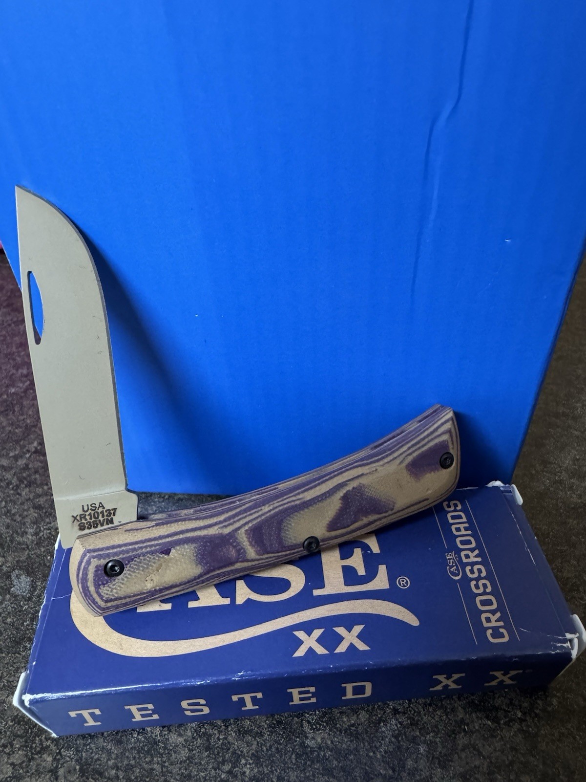 Case XX Peanut Butter & Jelly Burl G-10 Smooth XR Sod Buster Jr #44537 NIB