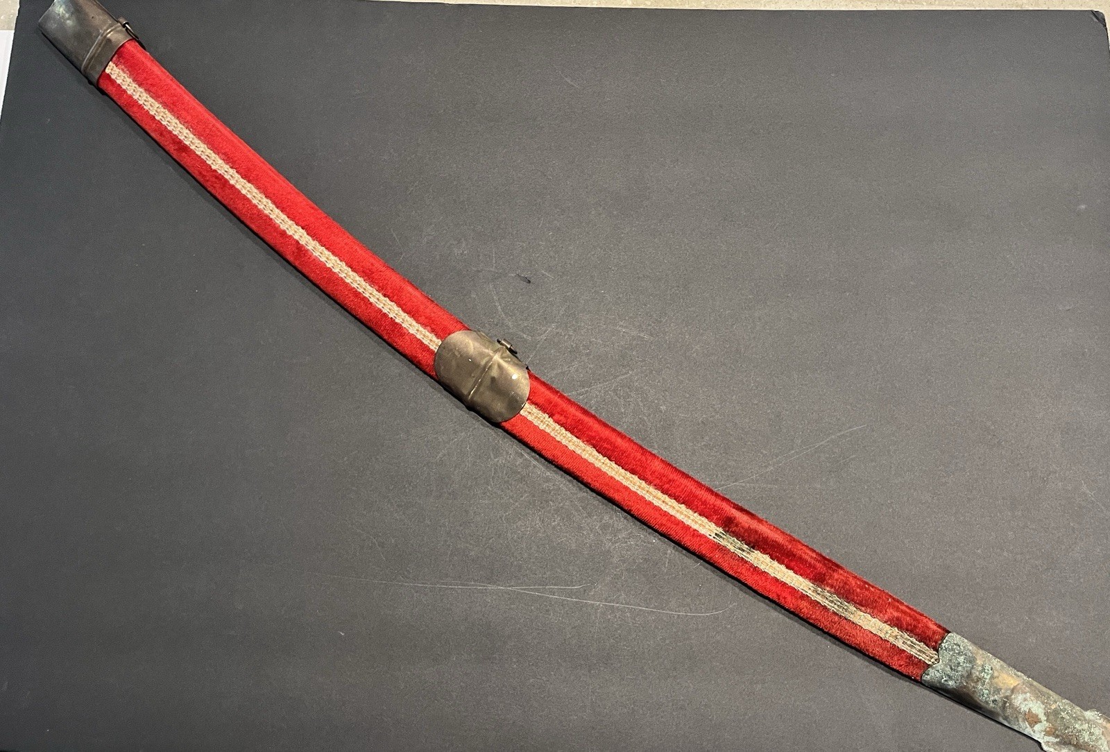 Vintage Sword Made in India Persian Red Velvet Sheath 30”Blade Antique Rare