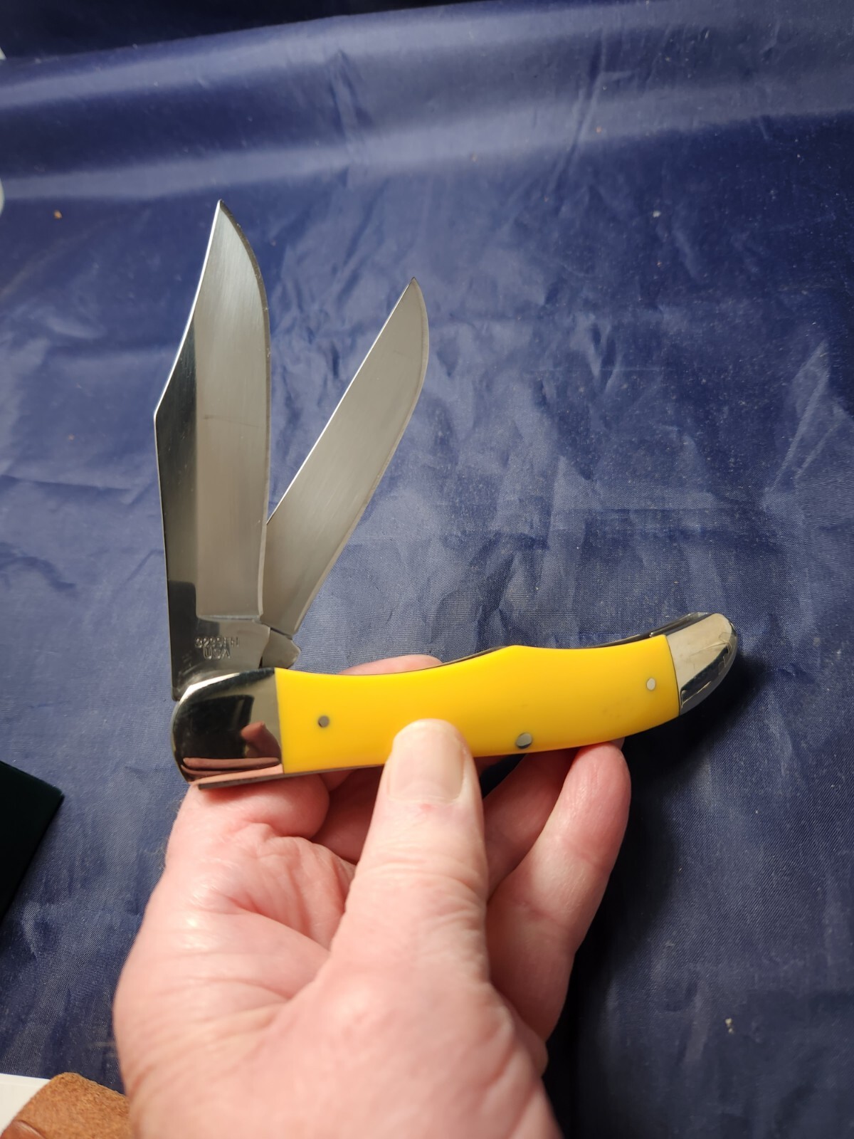 Moore Maker USA 3239FH Folding Hunter Knife Yellow Delrin Handles NEW