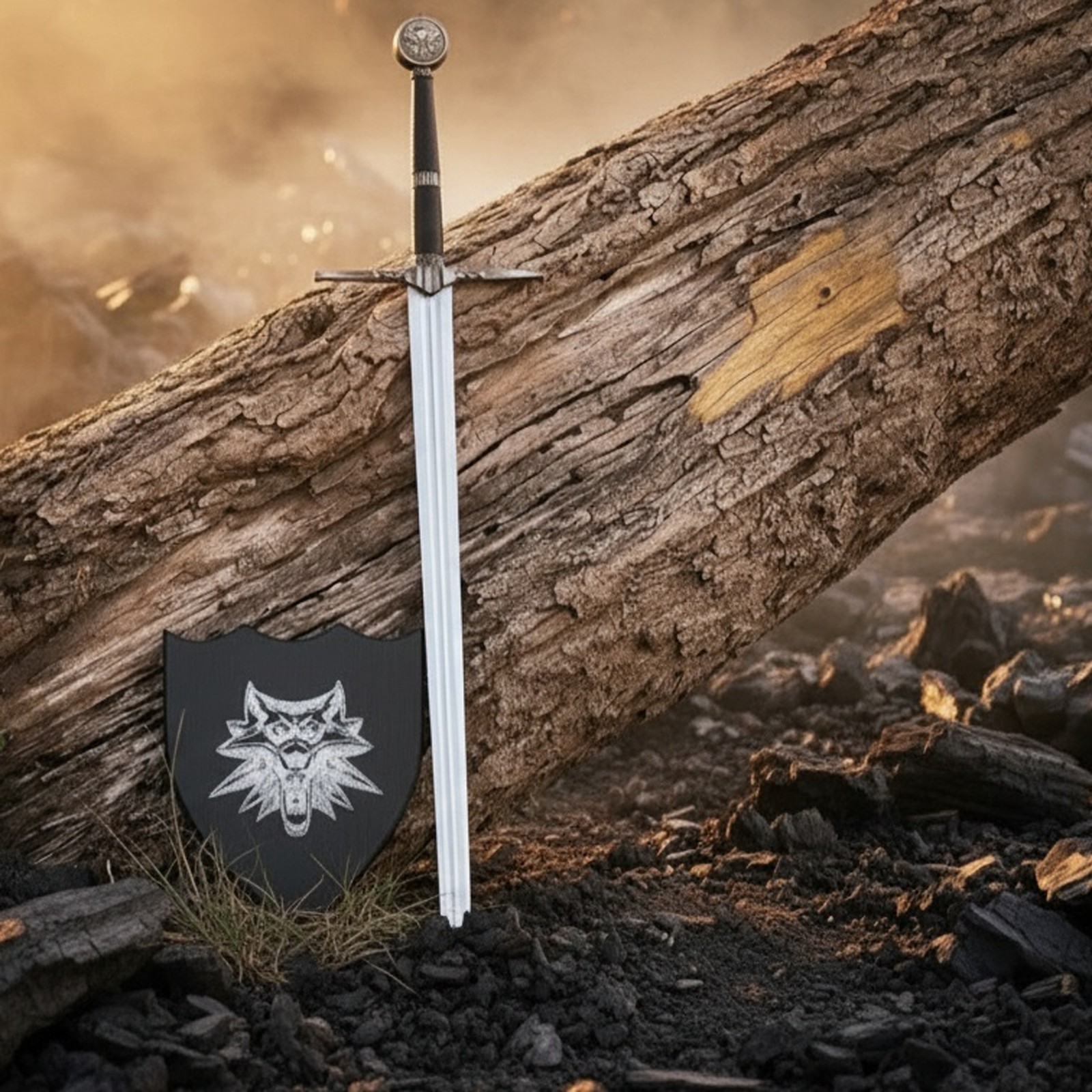 Geralt of Rivia 38″ Handmade White Wolf Sword Movie Stainless Steel Replica