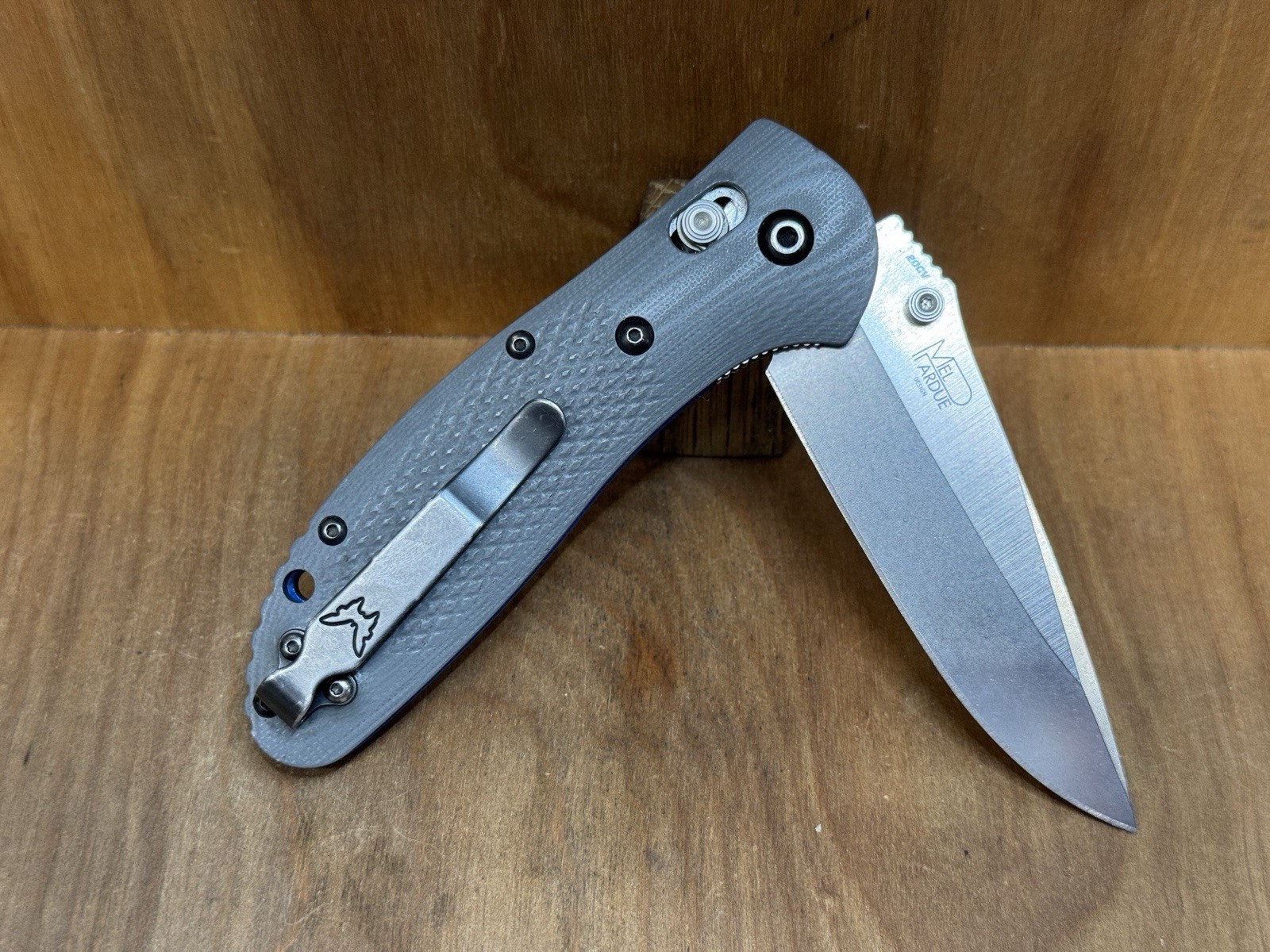 RARE Benchmade 551-1 Griptilian 20CV Plain Blade G10 Gray/Blue USA EXCELLENT!