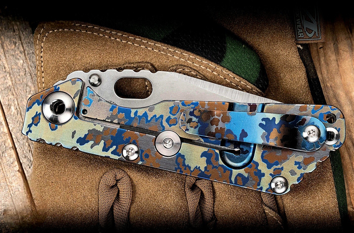 🌟NEW! MICK STRIDER KNIVES *SNG*CAMO PARTIZAN FULL TITANIUM BOWIE BLADE CPM-S30V