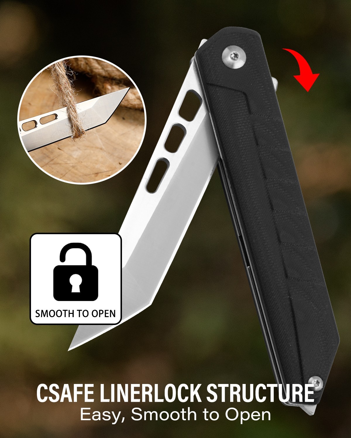 4.7″ Spring Assisted Folding Knife with Pocket Clip EDC Wood Handle Pocket Knife