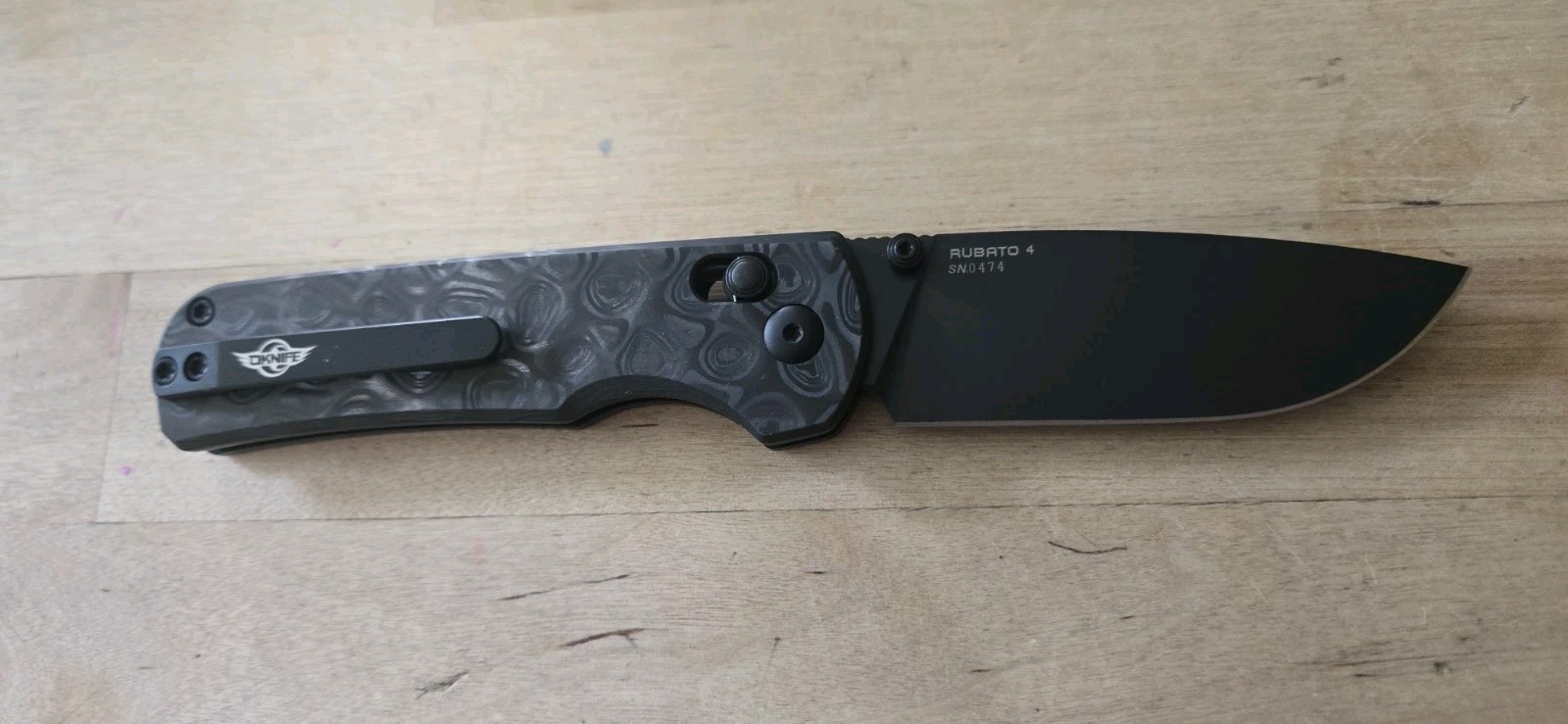 Oknife Limited Edition Rubato 4 Rail Lock Folding Knife Carbon Fiber CPM-S35VN