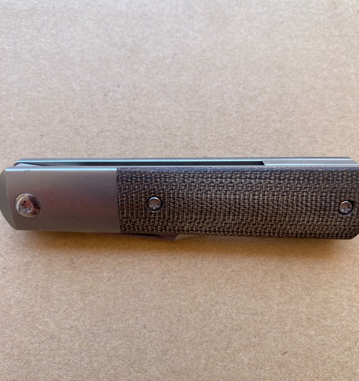 Pena X Series Titanium M390 Brown Micarta Overall 6.5″