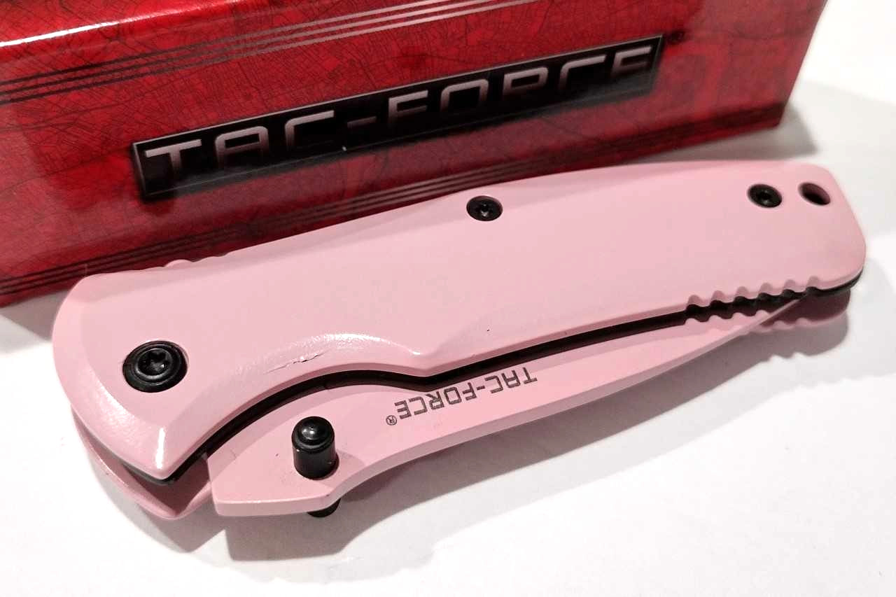 TAC-FORCE Full Pink Drop Point Spring Open Assisted Folding Pocket Knife NEW EDC