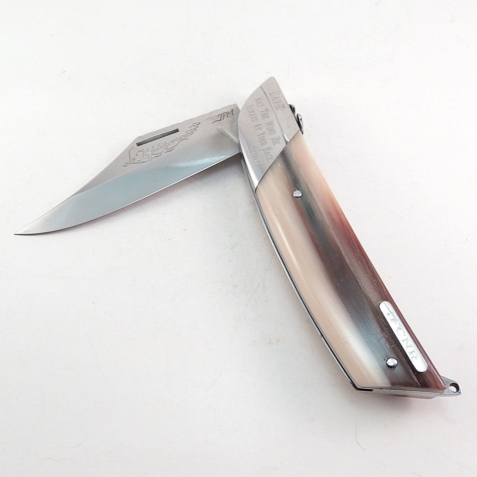 Florinox Le Mediterranee Horn Pocket Knife 12C27 Stainless Steel French Anchor