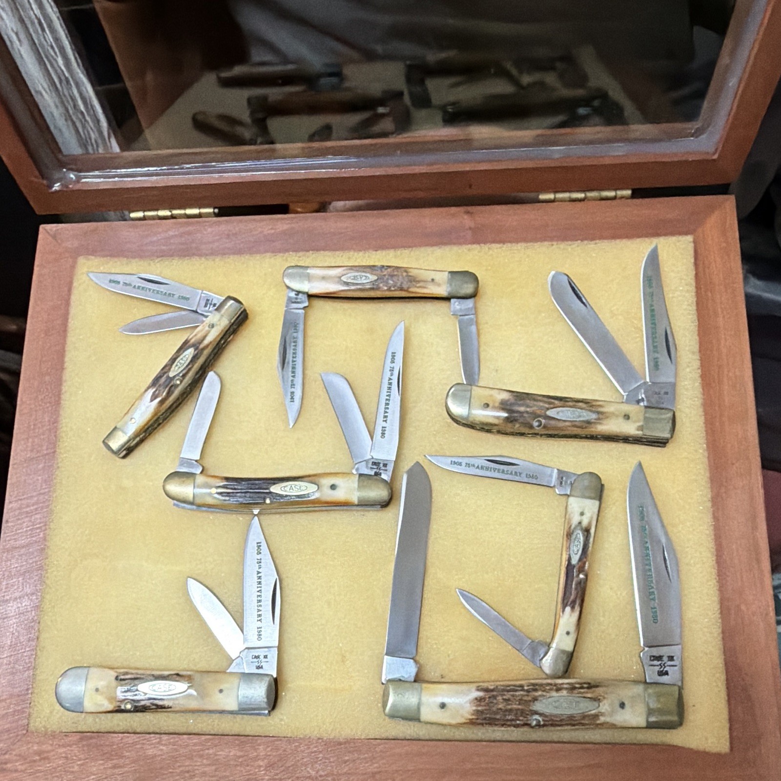 Case 1980 75th Anniversary Bone Handle set knives need to be cleaned up good