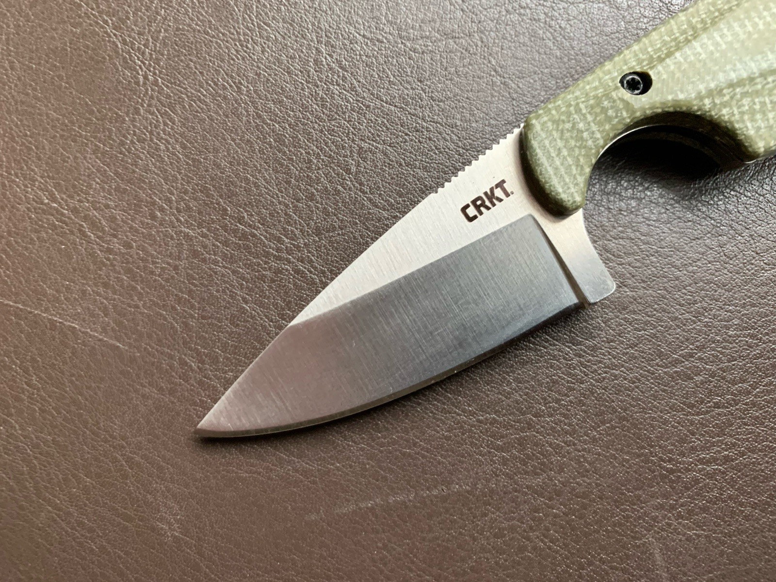 CRKT Minimalist Drop Point 154CM Blade, + Flytanium Green Micarta Handle Scales