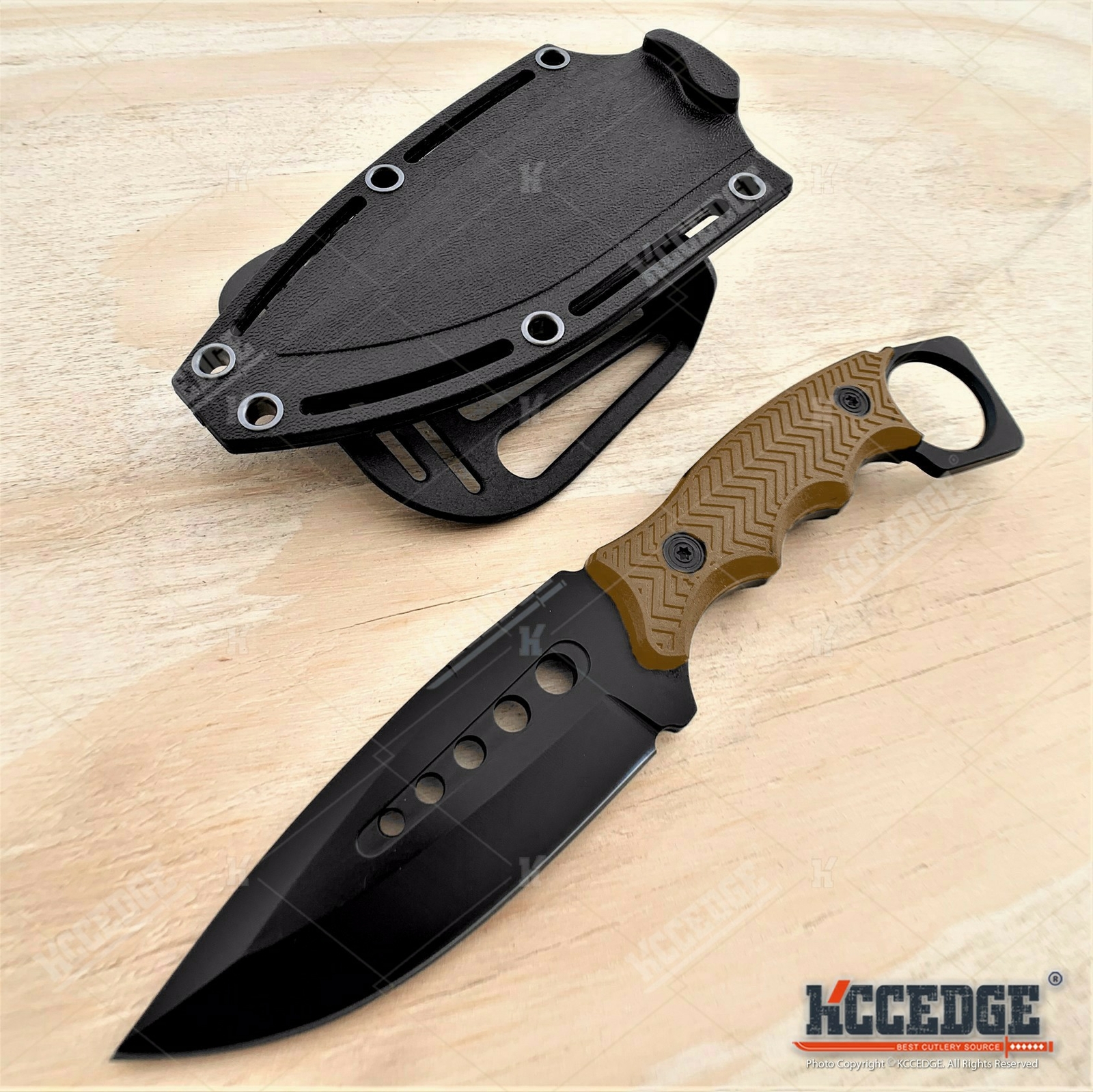 9″ FULL TANG FIXED BLADE KNIFE Kydex Sheath Hunting Knife Drop Point Blade
