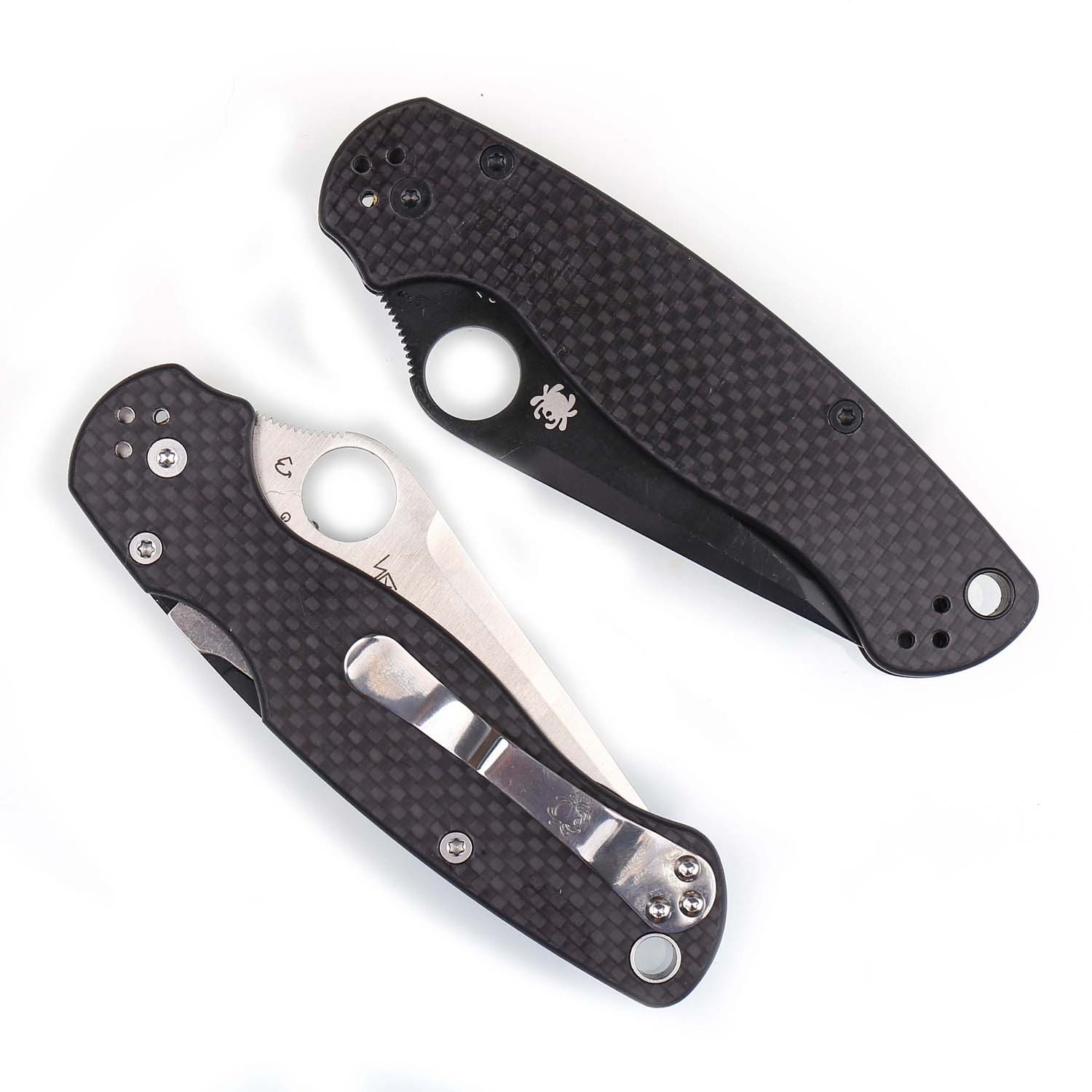 Carbon Fiber G10 Tanto Black Coated Blade One Hand Open Pocket Folding Knife C81