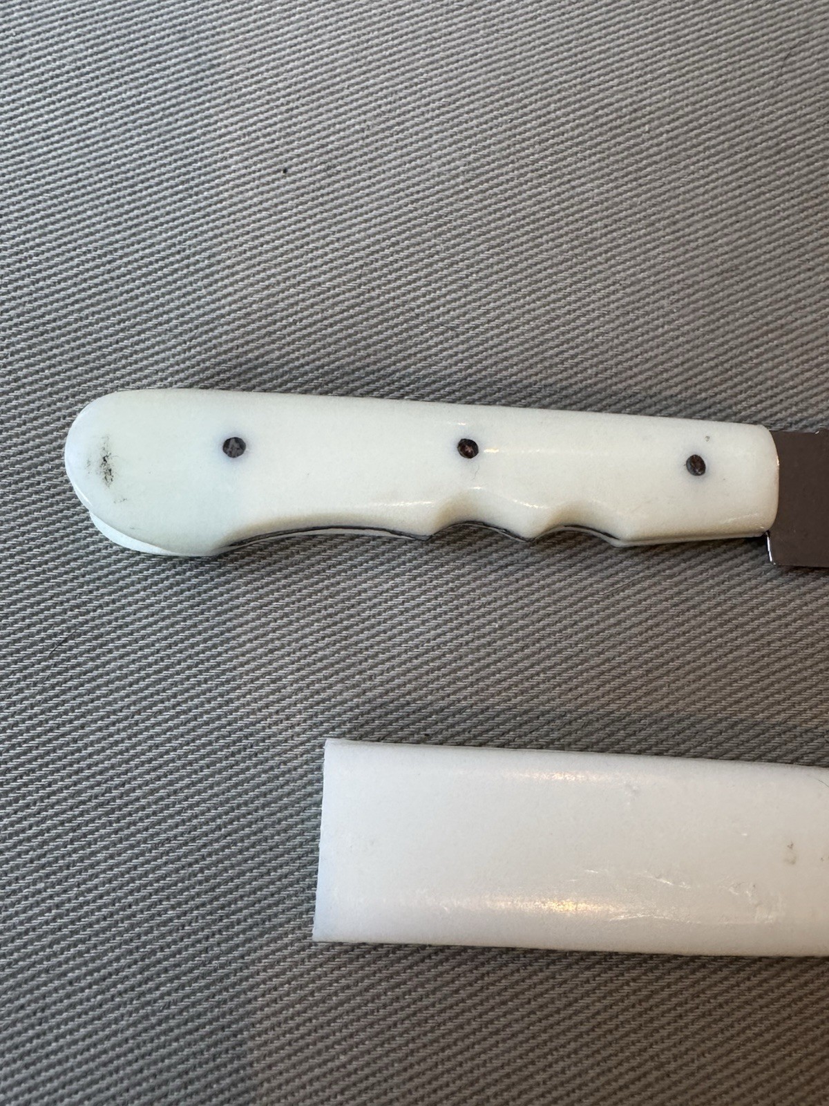 Τraditional Cretan Greek Knife with White Plexiglass Plastic Handle and Sheath