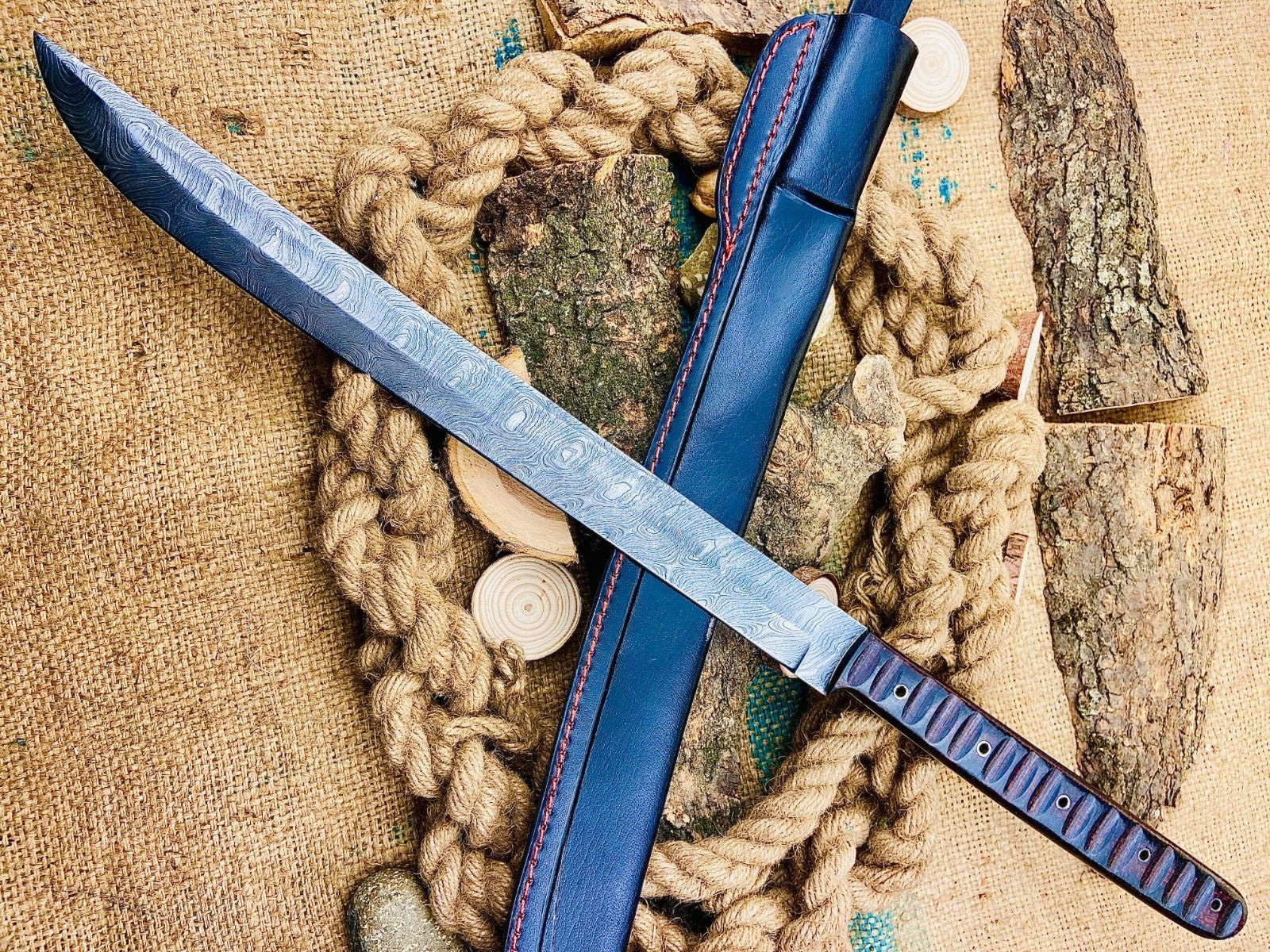 Custom Made Samurai Japanese Sword / Hand Forged Damascus Steel Blade 2880