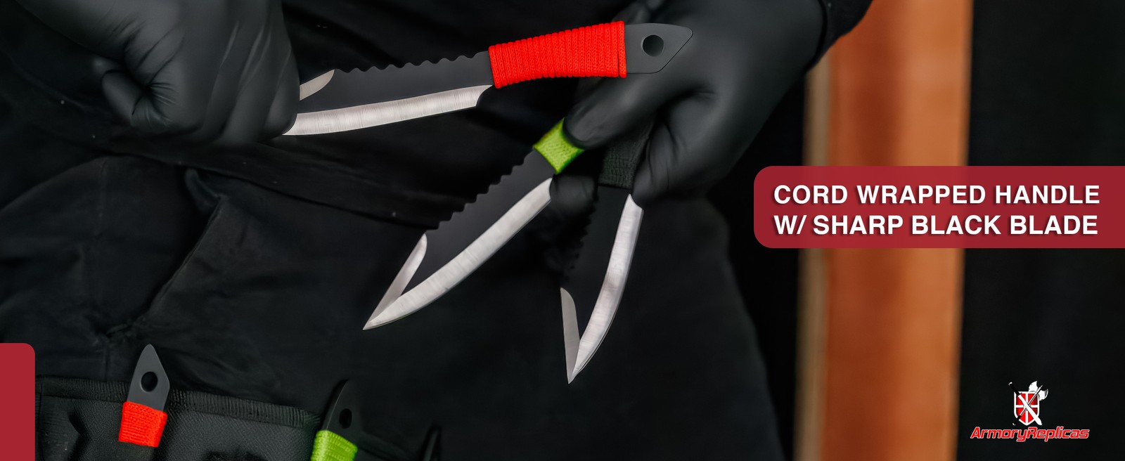 Lot of 6 Throwing Knives Drop Point 4 In Blade Cord Wrapped Handle + Free Sheath