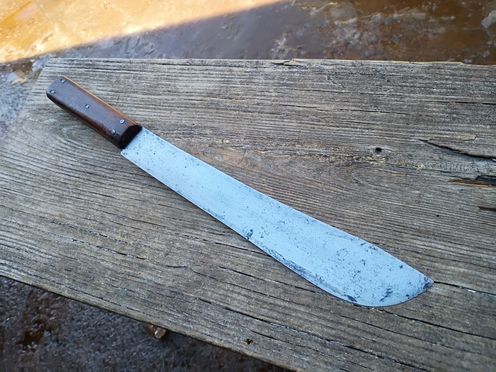Huge Vintage Carbon Steel Butcher Knife 18″ Miller-Tooley 5 Pin