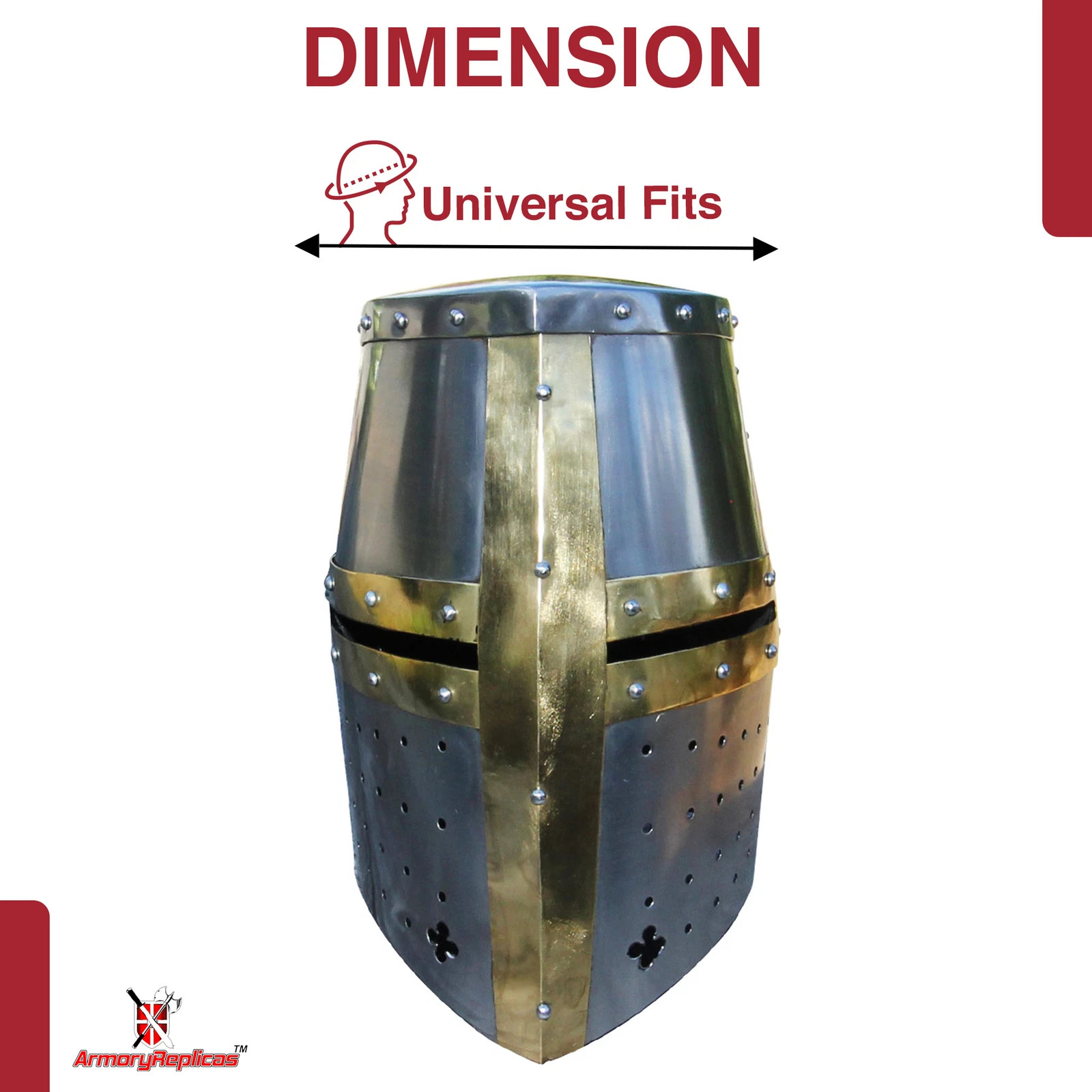 Medieval Great Bucket Helm Knights 20G Steel Templar Crusader Helmet 13 In