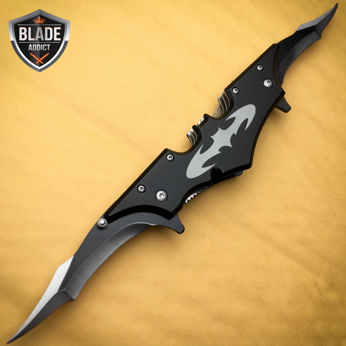 11.5″ DARK KNIGHT RISES ASSISTED SPRING BATMAN DUAL BLADE FOLDING KNIFE Bane