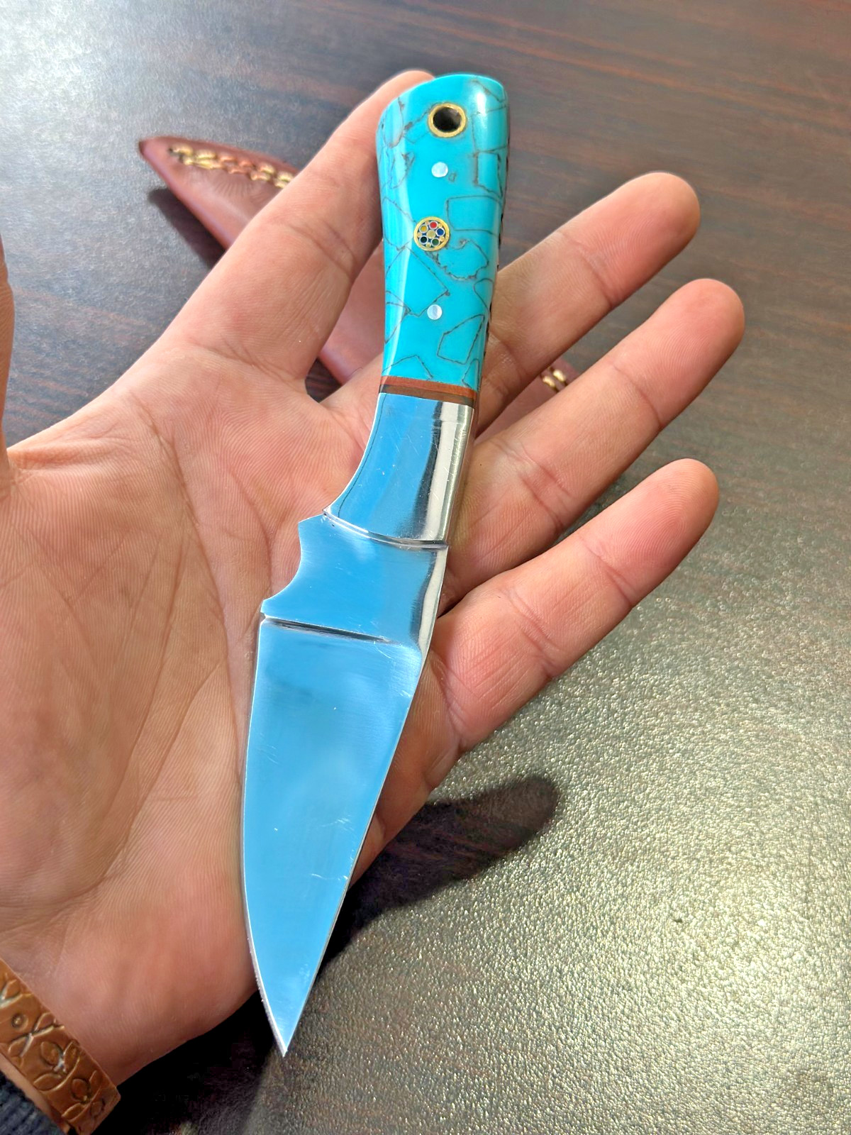 Handmade D2 STEEL Custom risen Hunting Camping Sport Skinner Knife W/Sheath2548