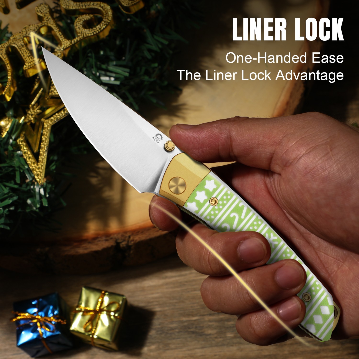 Kizer Mini MoMo Christmas Gift Folding Knife S45VN Blade Aluminum & G10 Handle