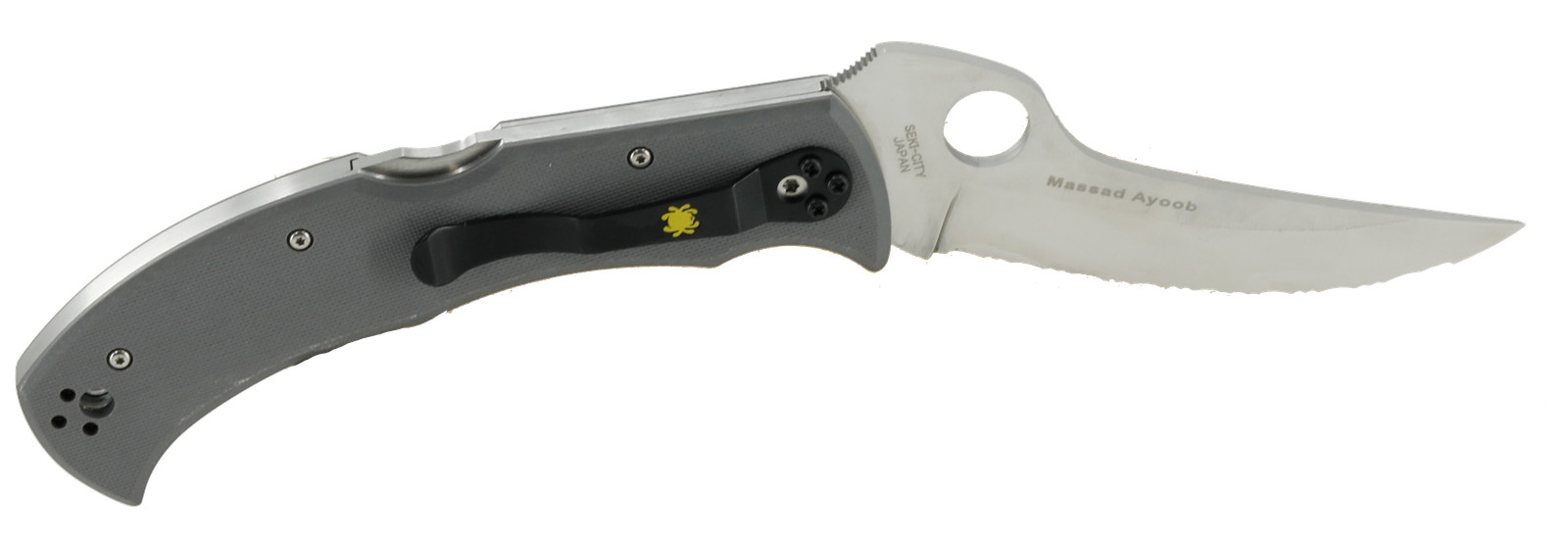 Spyderco Massad Ayoob Gray G-10 CRU-WEAR Sprint Run, Serrated Edge Folding Knife
