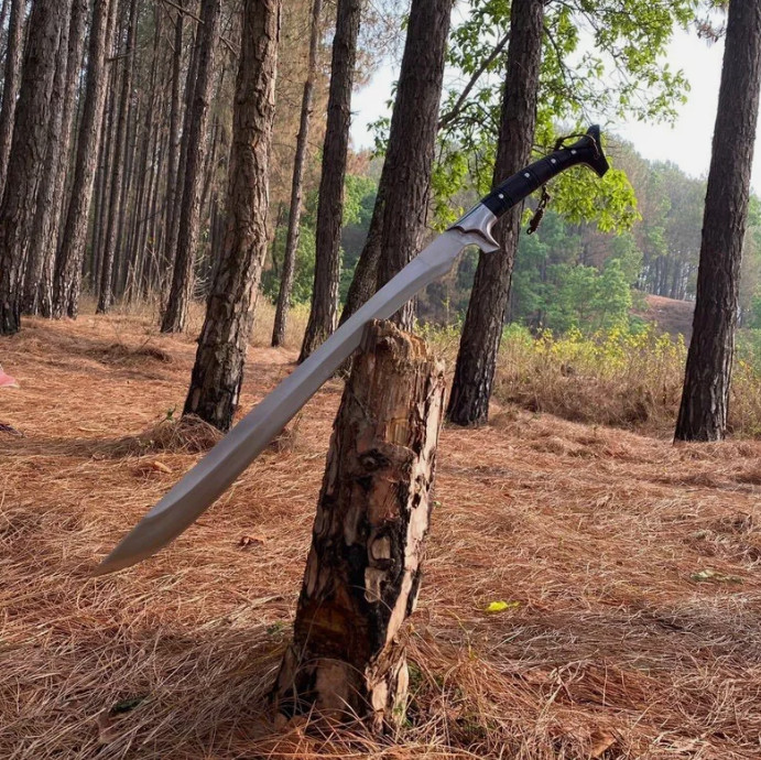 Custom Handmade Carbon Steel Blade Tactical Machete Sword| Hunting Sword Camping