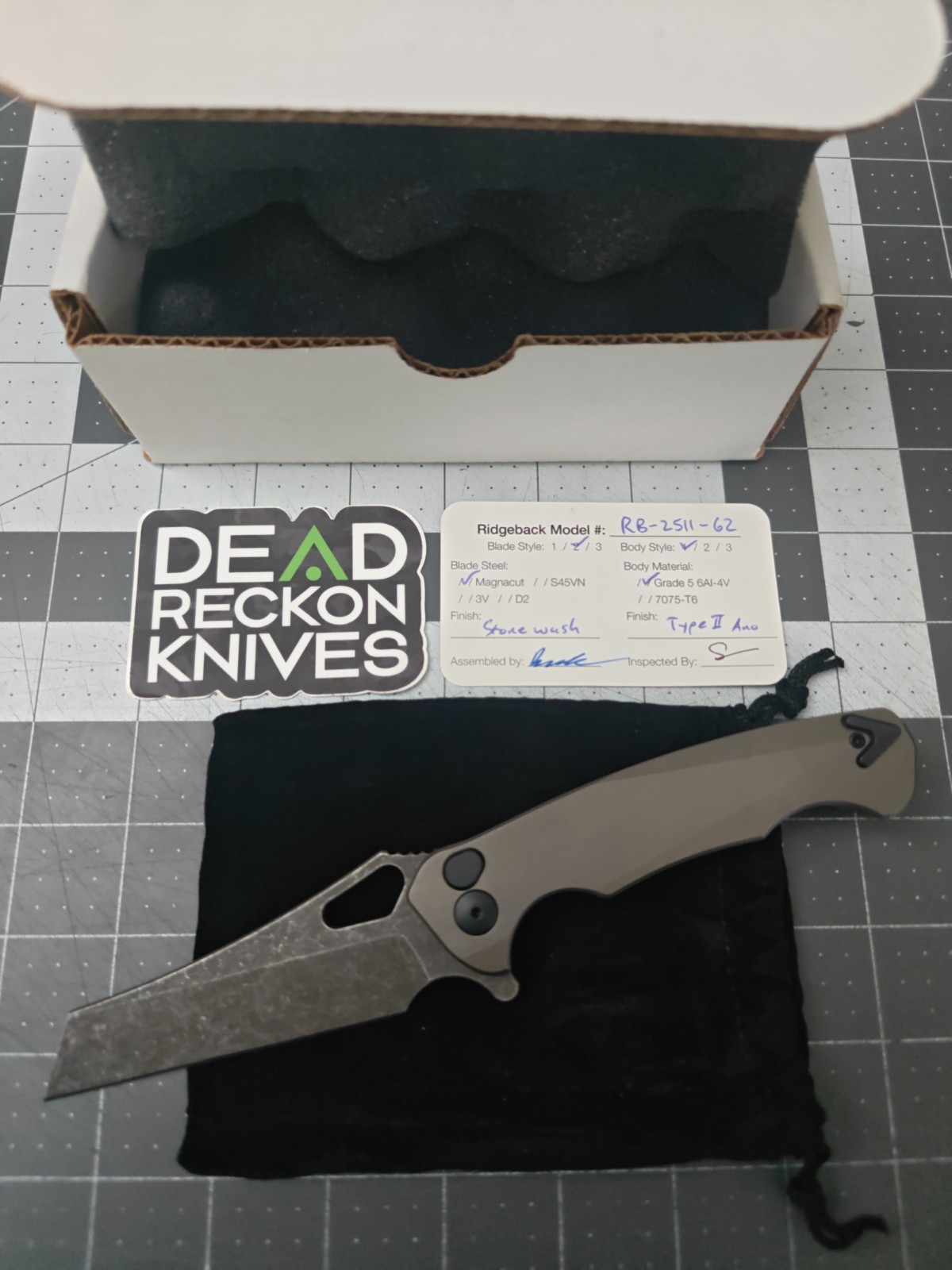 Dead Reckon Ridgeback Magnacut Titanium Integral Button Lock Knife USA Made