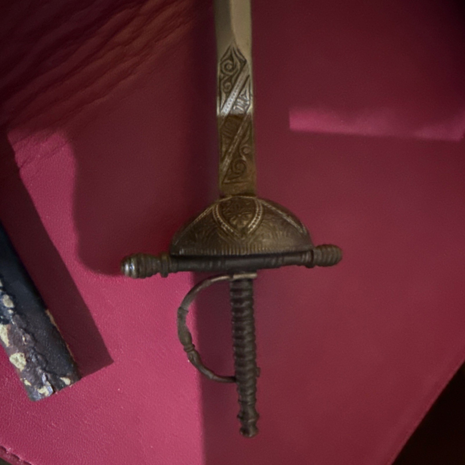Medieval Style Rapier Sword «Letter Opener» Handed Silver Black with Scabbard