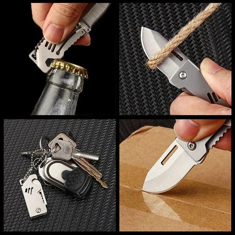 Mini EDC Foldable Pocket Knife Keychain Survival Tool Bottle Opener || US SELLER