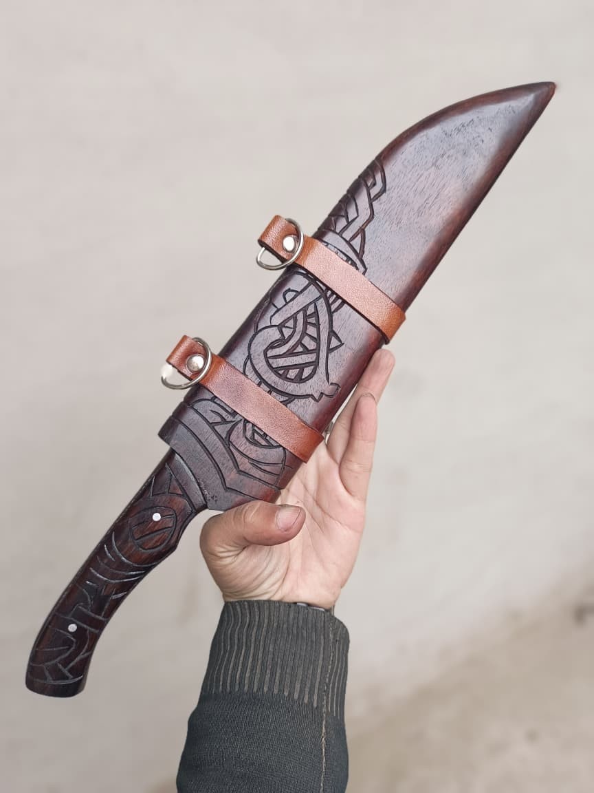 Handmade Viking Seax Knife – Carbon Steel Fixed Blade – Bushcraft & Camping Tool