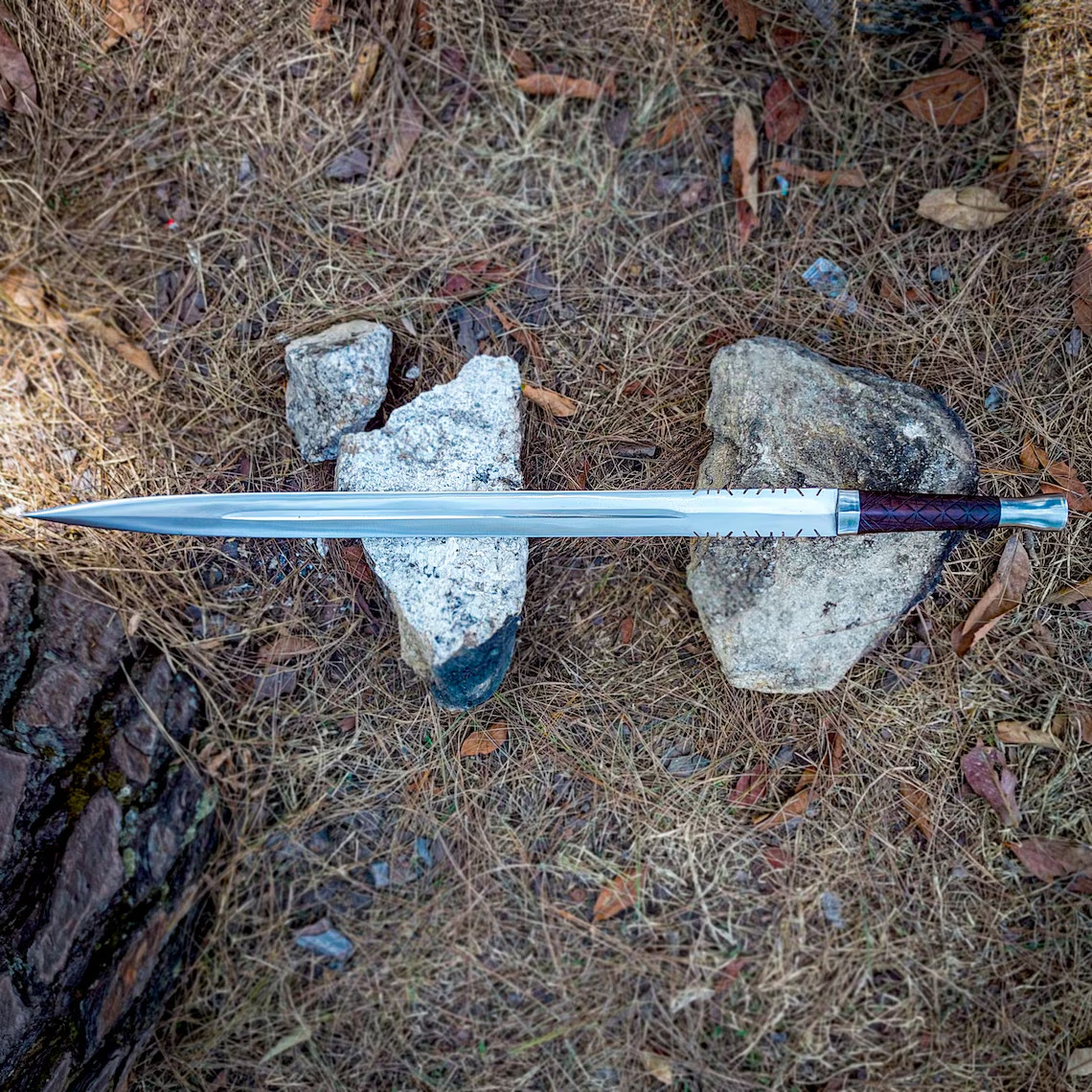 Authentic Sword made with 5160 Carbon Steel & Rosewood handle | Leather Sheath
