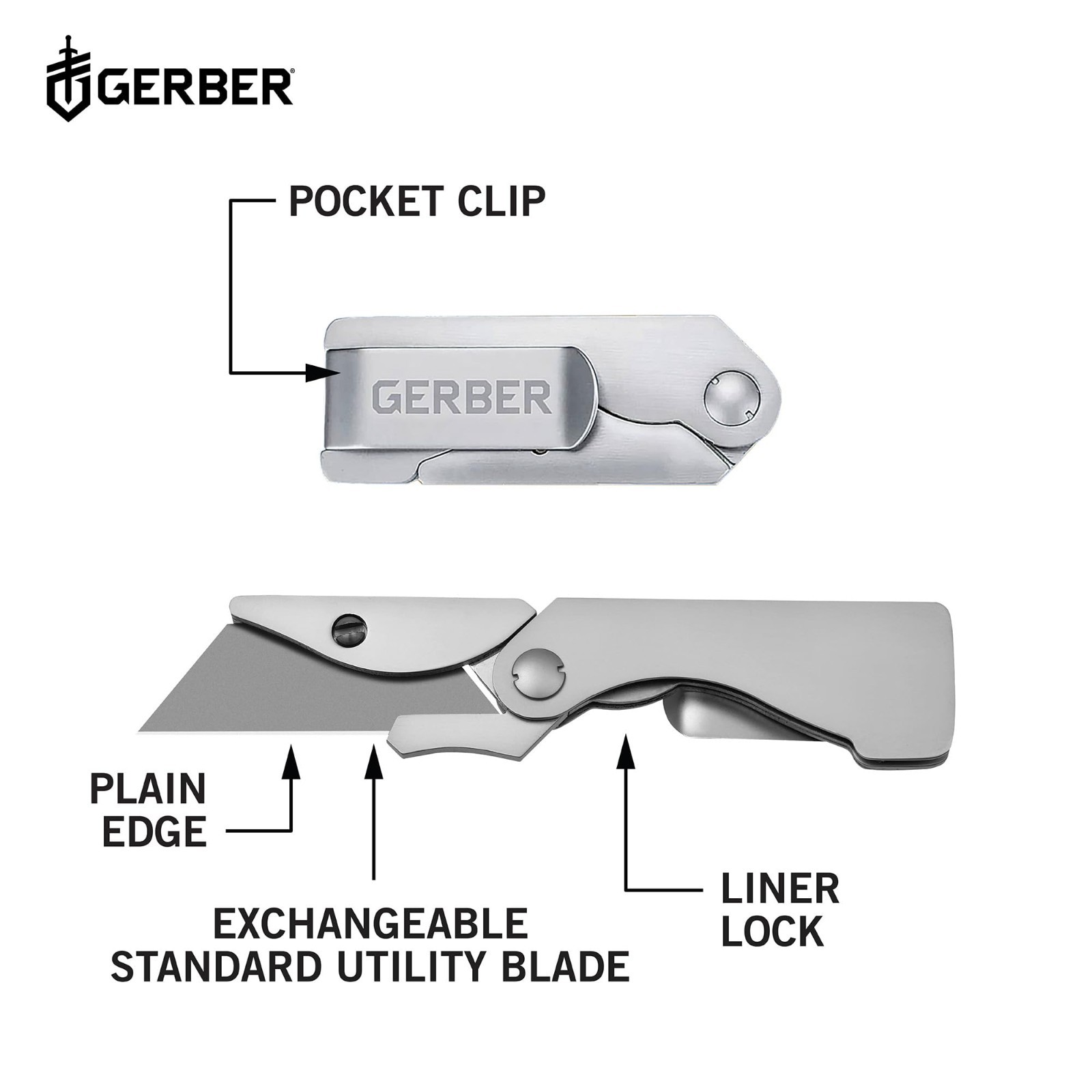 Gerber Gear EAB Pocket Razor Knife with Money Clip – EDC Gear Folding Stainless