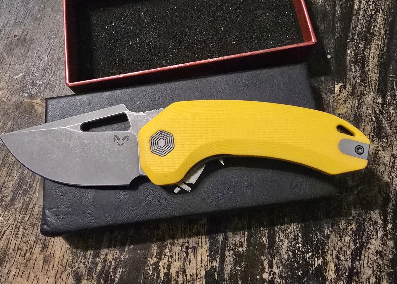 Damned Designs Djinn G10 Folding Pocketknife Yellow Handles