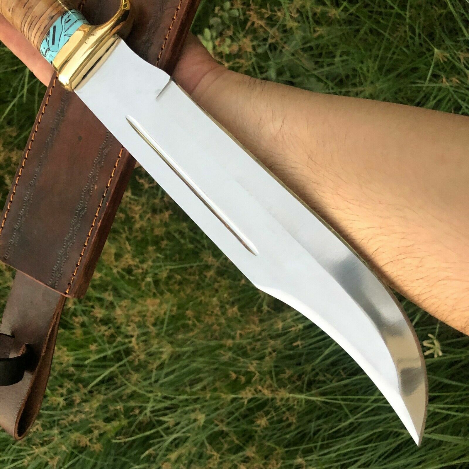 18 INCH CUSTOM HANDMADE D2 HUNTING CROCODILE DUNDEE BOWIE KNIFE