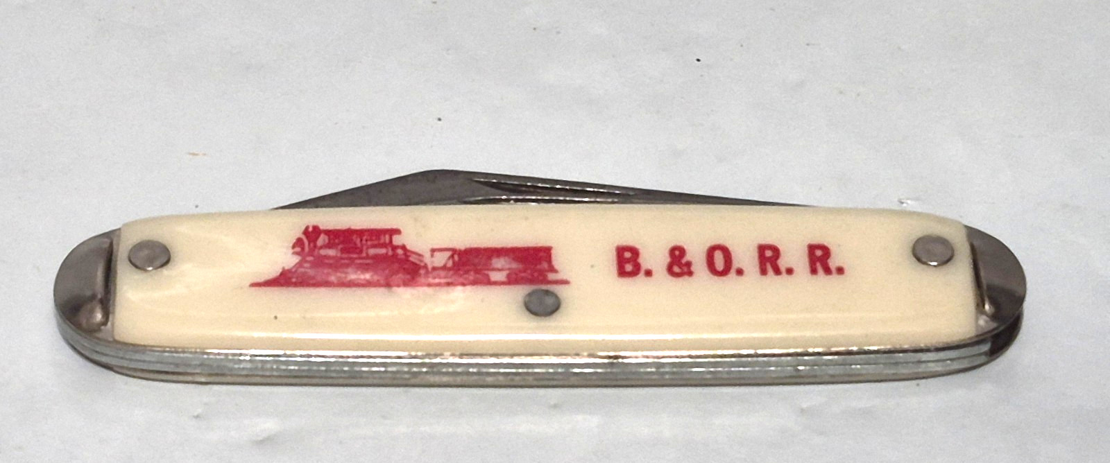 B & O R.R. Railroad USA Branded 2 Blade Novelty Pocket Knife