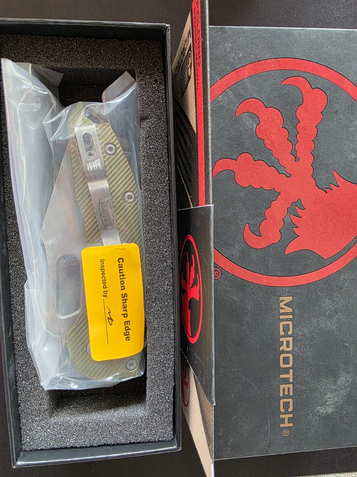 Microtech RAM Lok Stitch-Fluted OD Green Aluminum-APOCALYPTIC M390MK Blade
