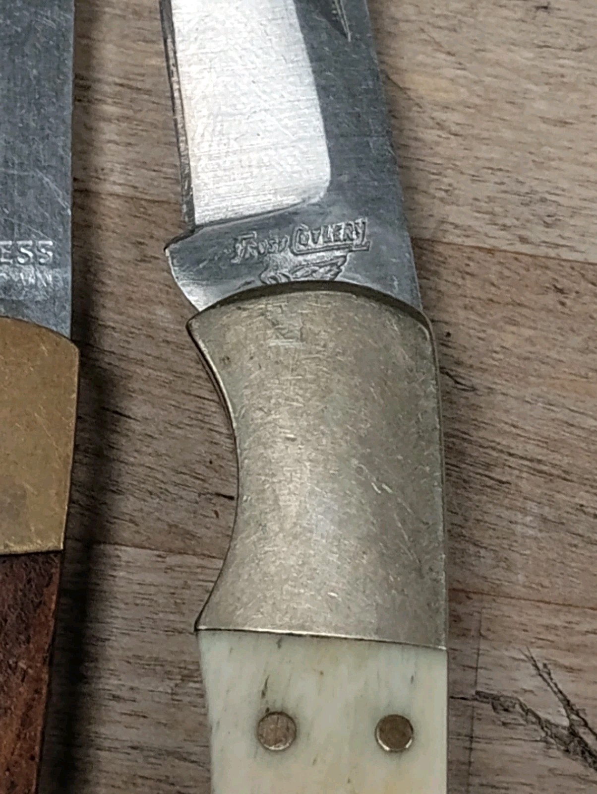 3 Vintage Brass And Wood/Bone With Pretty Nice Blades Lot