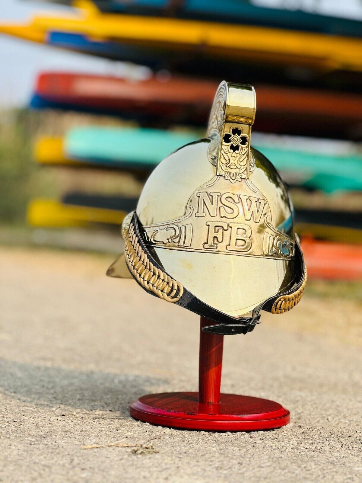 Napoleonic French Cavalry Helmet Shiny Brass Helmet with Free Wooden Stand