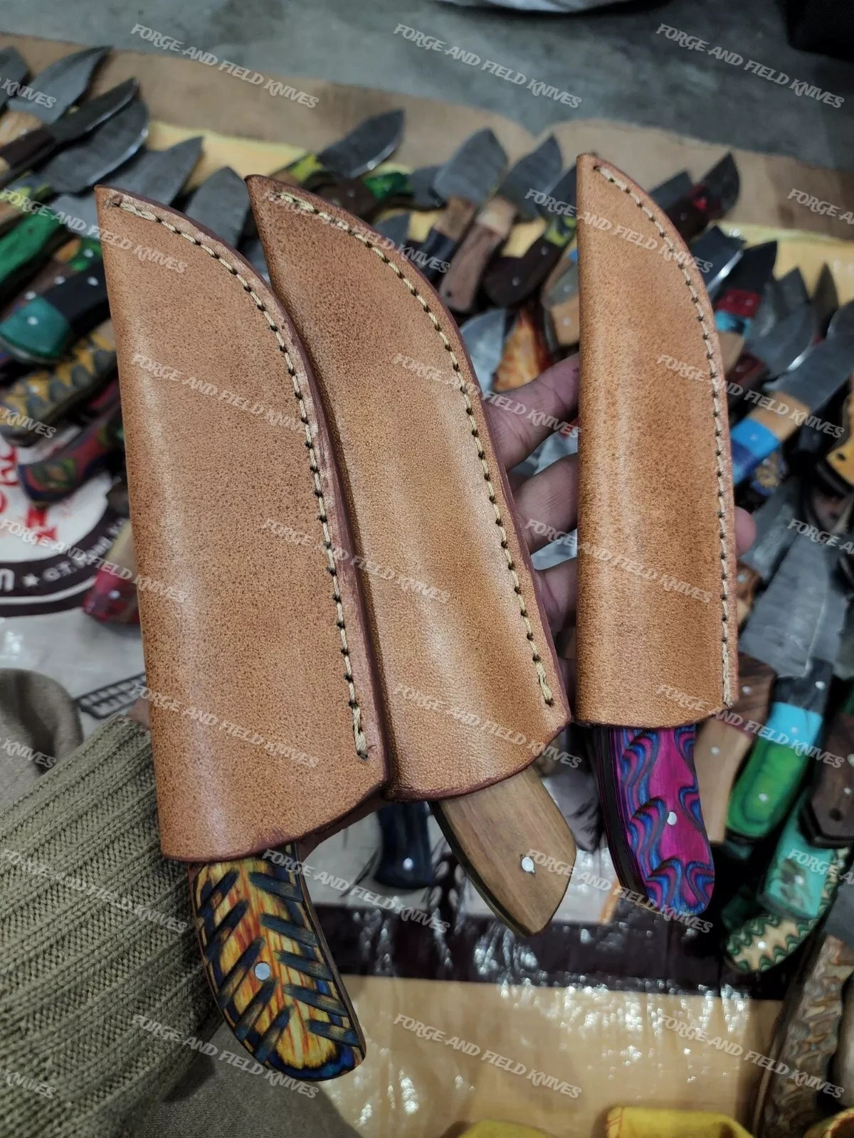 Lot of 20 Custom Handmade Damascus Steel 8″ Full Tang Skinner Hunting Knifes USA
