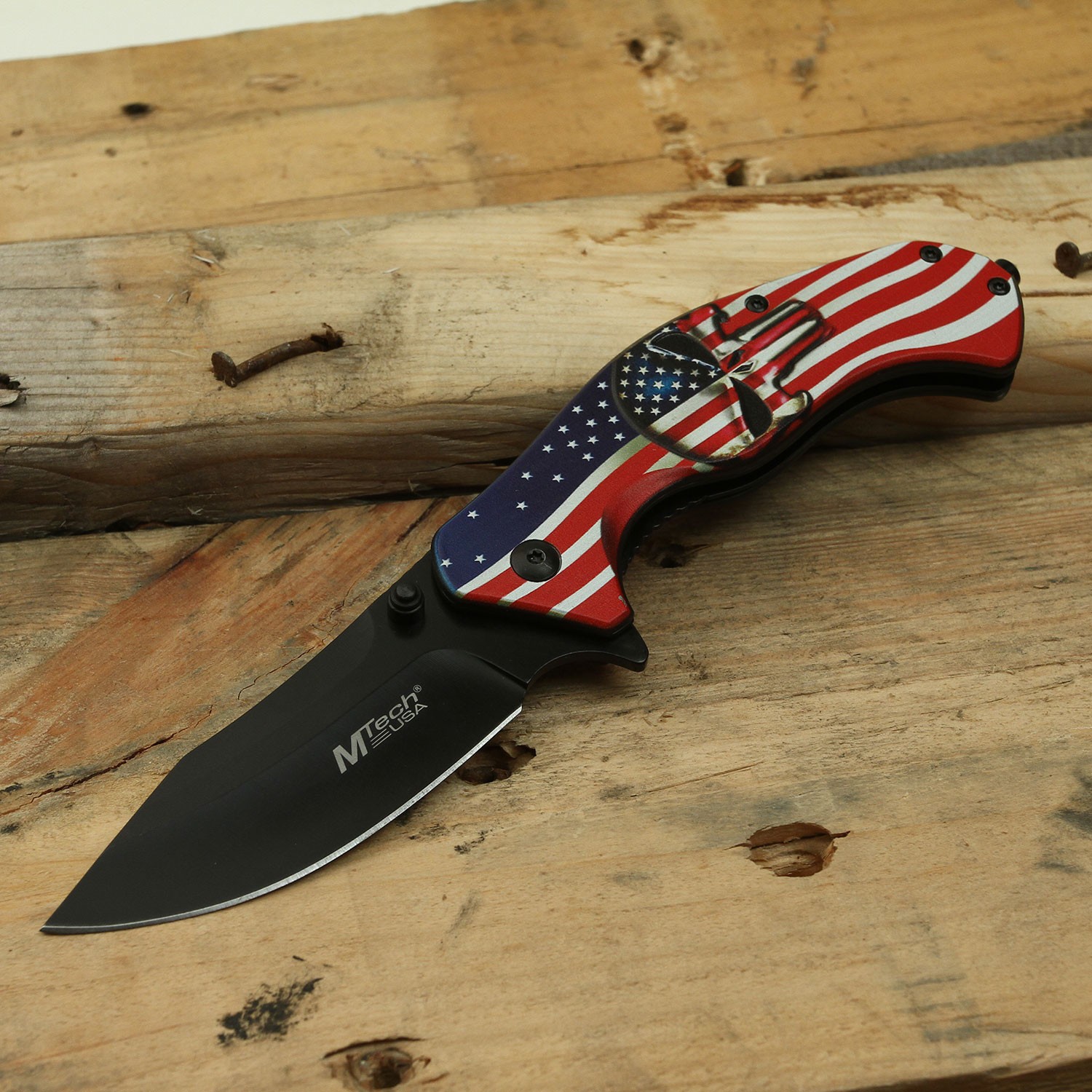 MTech USA Spring Assisted Knife w/Aluminum Handle & Pocket Clip-Glass Breaker