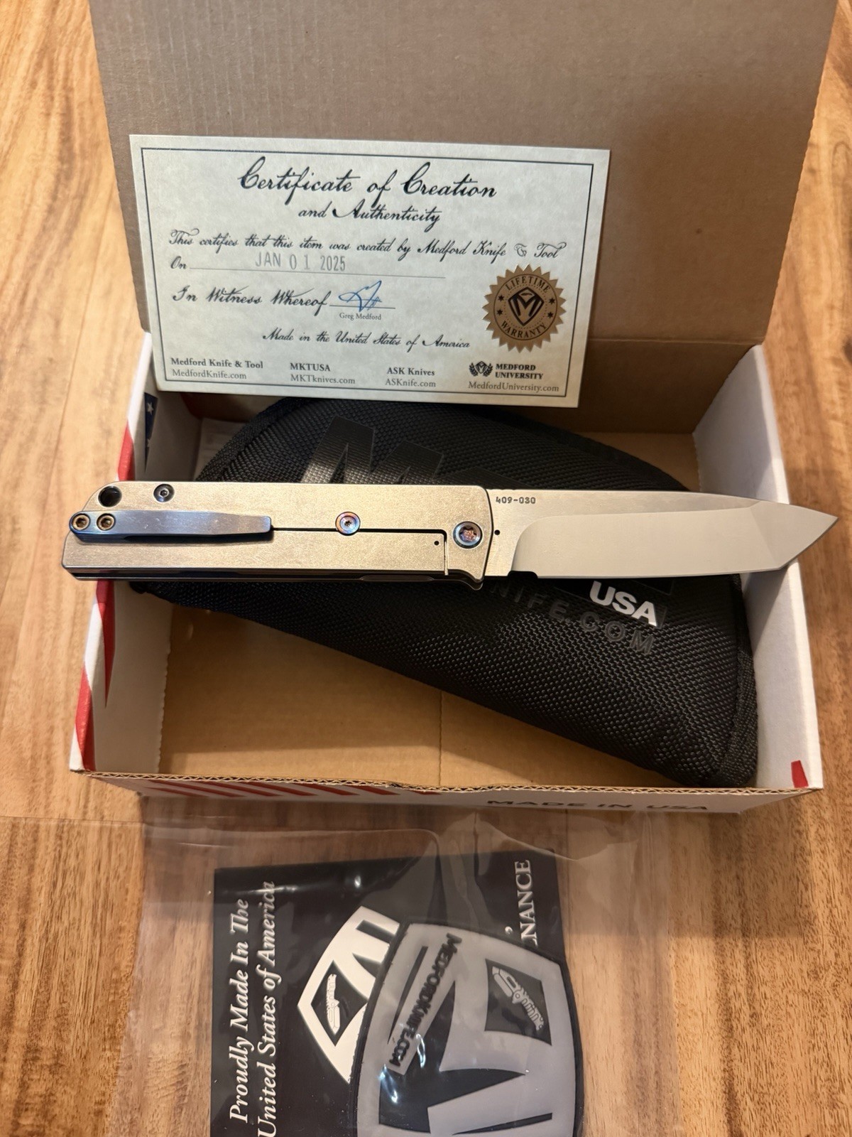 Medford Antik Framelock Titanium Folding S45VN Pocket Knife 2144PD01TM
