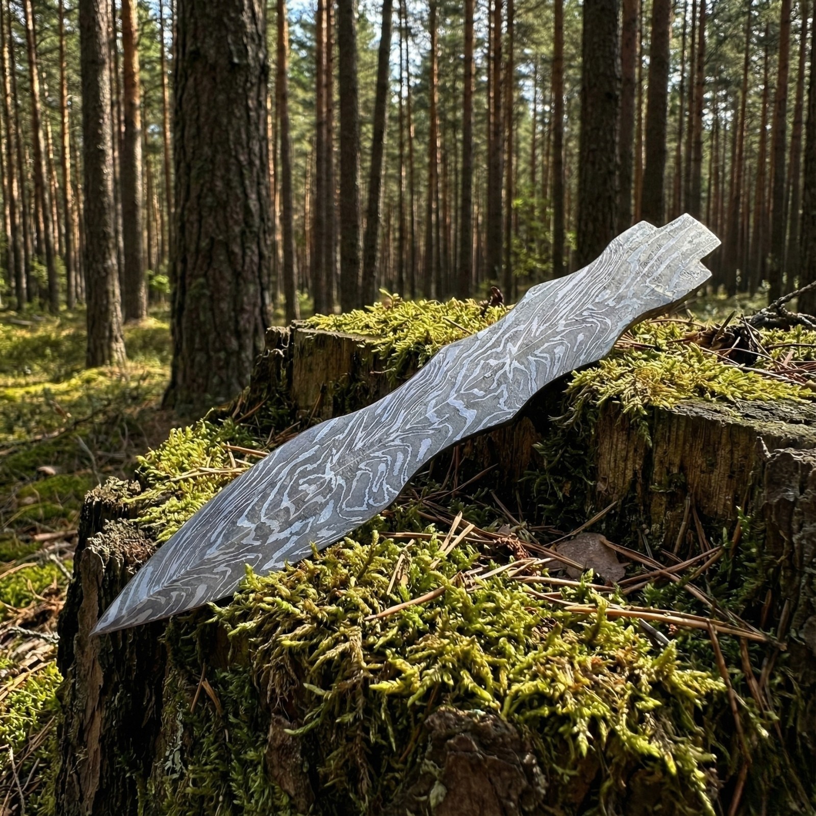 USA Sword & Blade Armory Damascus Steel Wavy Dagger Blank 11″ Knife Making DIY