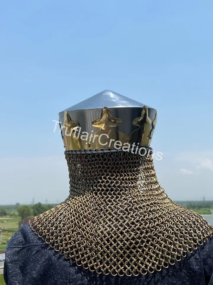 Monty Python King Arthur Helmet, Armor Helmet with Av Entail, Chain Mail Helmet