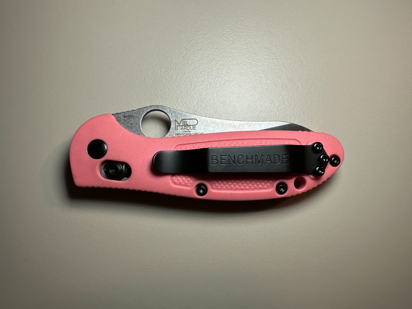 Benchmade 555 Mini Griptilian Pink Nylon Grivory Stainless Folding Knives