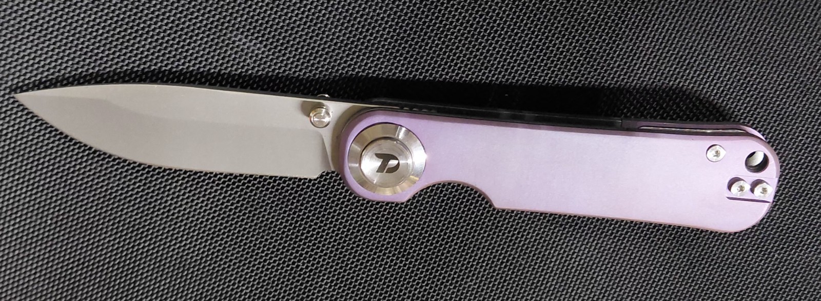 Dream Tech Knives #D4245/Purple Titanium Handle Button Lock VG 10 Blade.