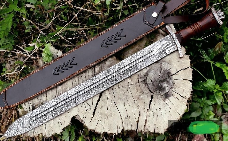 Wilson Roy Hand Forged Damascus Steel Swiss Dagger Sword Viking Gladius Double