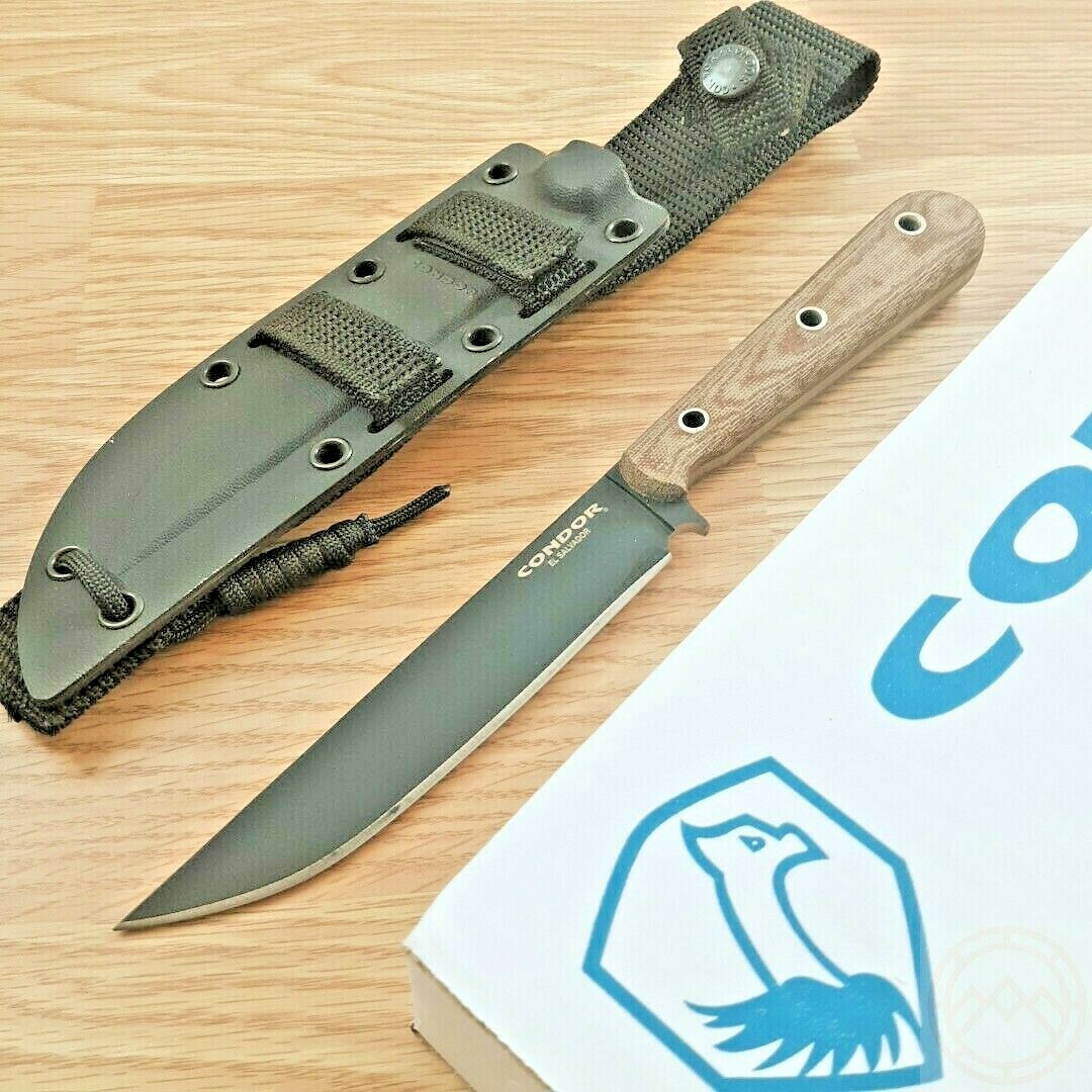 Condor Skirmish Fixed Knife 5.5 1075HC Steel Blade Natural Canvas Micarta Handle