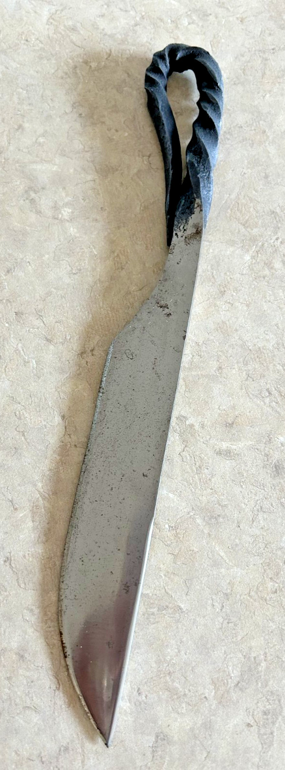 Antique Twisted Hand Forged Railroad Spike Knife Branded «Lion of Judah»